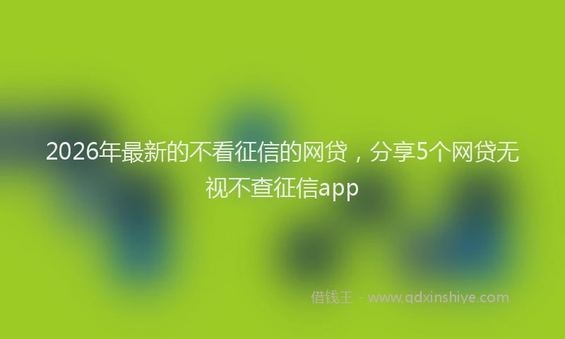 2026年最新的不看征信的网贷，分享5个网贷无视不查征信app