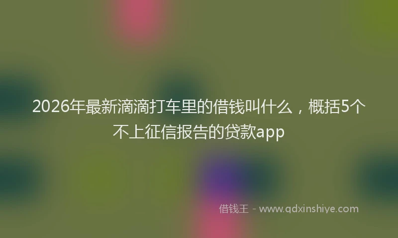 2026年最新滴滴打车里的借钱叫什么，概括5个不上征信报告的贷款app