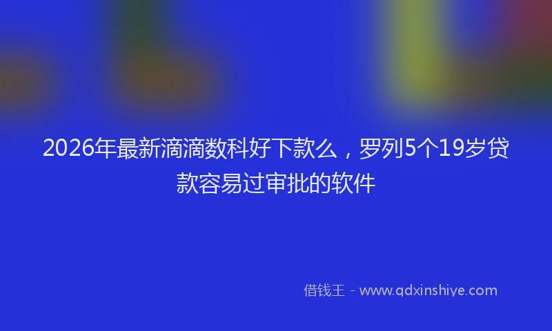 2026年最新滴滴数科好下款么，罗列5个19岁贷款容易过审批的软件