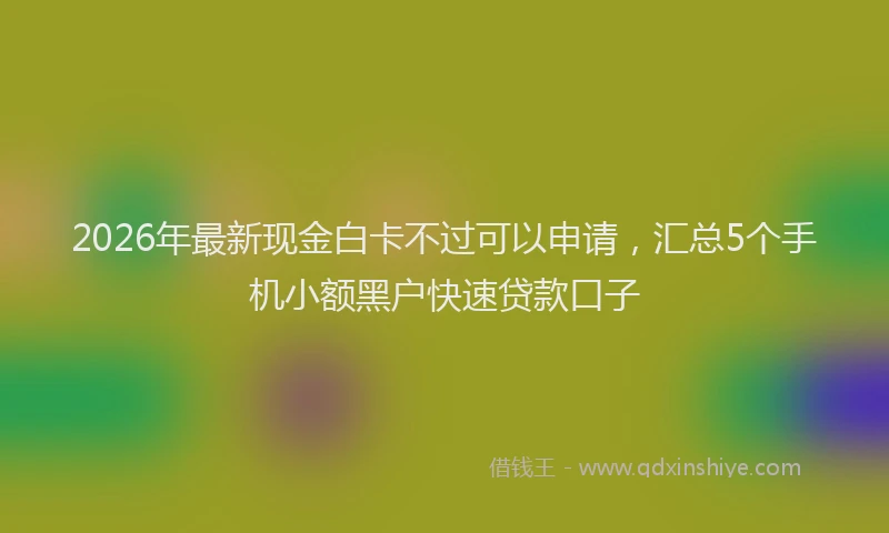 2026年最新现金白卡不过可以申请，汇总5个手机小额黑户快速贷款口子