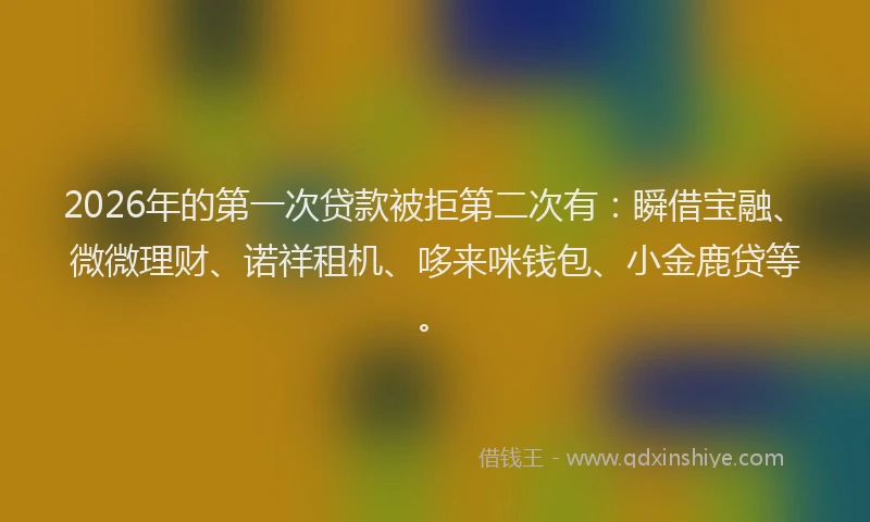 2026年的第一次贷款被拒第二次有：瞬借宝融、微微理财、诺祥租机、哆来咪钱包、小金鹿贷等。