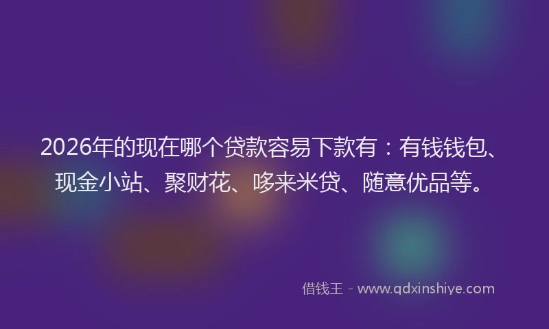 2026年的现在哪个贷款容易下款有：有钱钱包、现金小站、聚财花、哆来米贷、随意优品等。