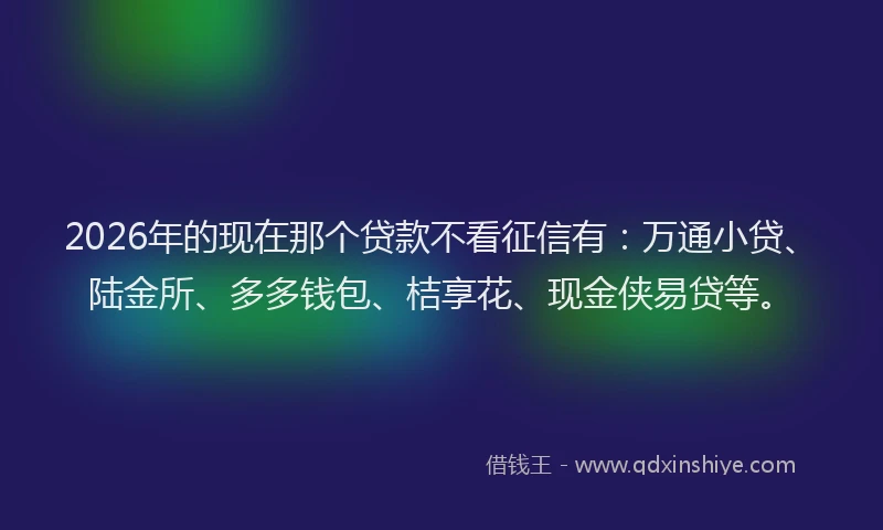 2026年的现在那个贷款不看征信有：万通小贷、陆金所、多多钱包、桔享花、现金侠易贷等。