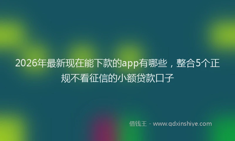 2026年最新现在能下款的app有哪些，整合5个正规不看征信的小额贷款口子