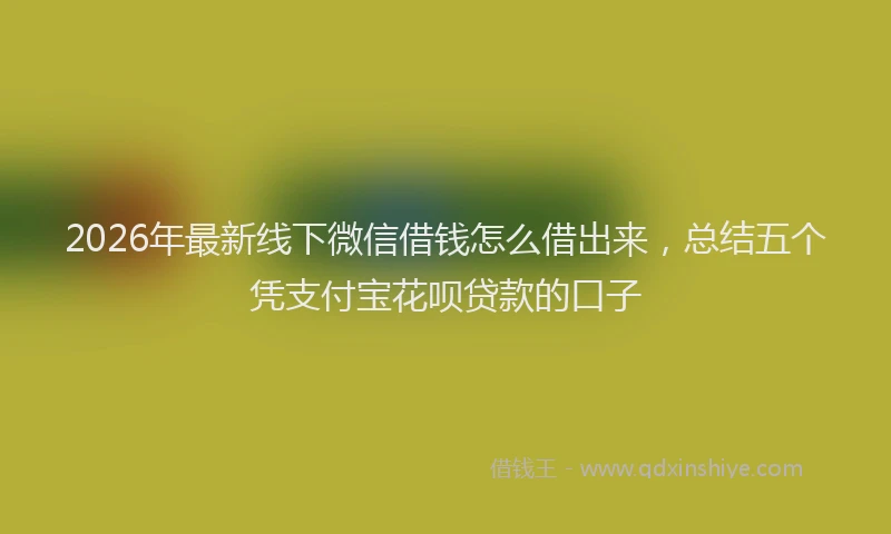 2026年最新线下微信借钱怎么借出来，总结五个凭支付宝花呗贷款的口子