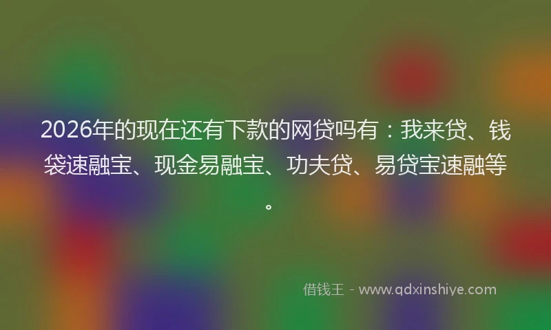 2026年的现在还有下款的网贷吗有：我来贷、钱袋速融宝、现金易融宝、功夫贷、易贷宝速融等。
