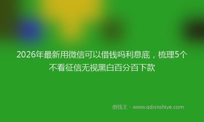 2026年最新用微信可以借钱吗利息底，梳理5个不看征信无视黑白百分百下款