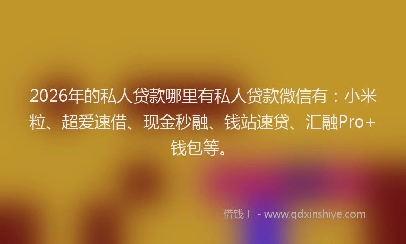 2026年的私人贷款哪里有私人贷款微信有：小米粒、超爱速借、现金秒融、钱站速贷、汇融Pro+钱包等。