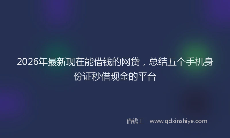 2026年最新现在能借钱的网贷，总结五个手机身份证秒借现金的平台