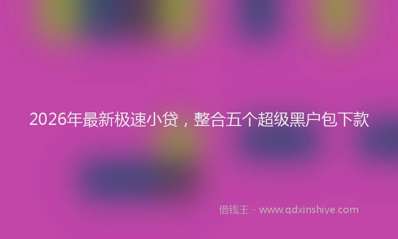 2026年最新极速小贷，整合五个超级黑户包下款