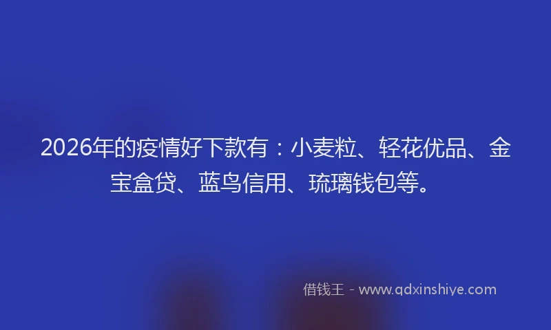 2026年的疫情好下款有：小麦粒、轻花优品、金宝盒贷、蓝鸟信用、琉璃钱包等。