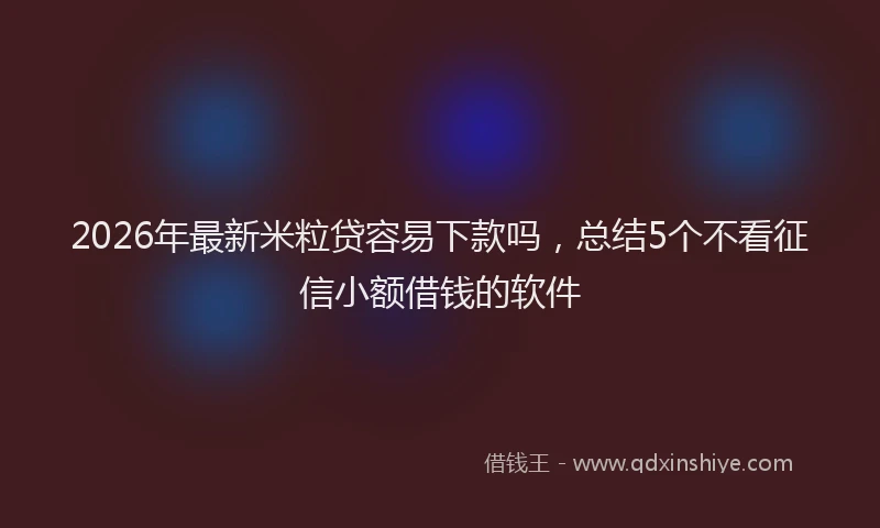 2026年最新米粒贷容易下款吗，总结5个不看征信小额借钱的软件