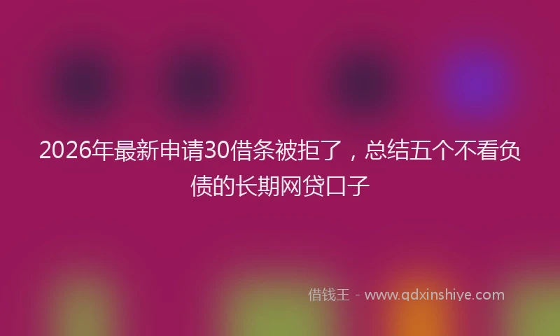 2026年最新申请30借条被拒了，总结五个不看负债的长期网贷口子
