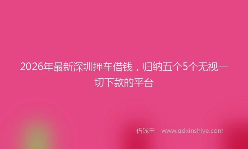 2026年最新深圳押车借钱，归纳五个5个无视一切下款的平台