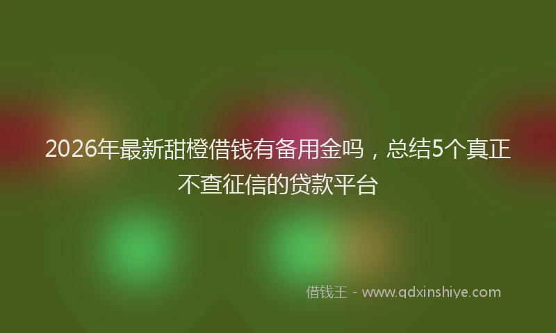 2026年最新甜橙借钱有备用金吗，总结5个真正不查征信的贷款平台