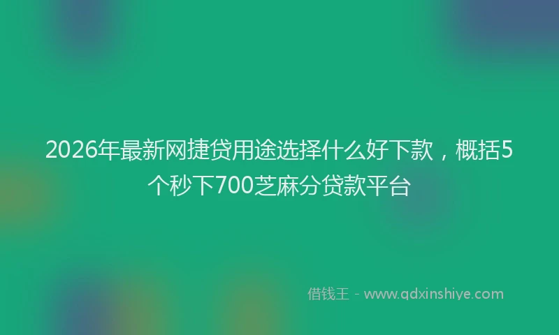 2026年最新网捷贷用途选择什么好下款，概括5个秒下700芝麻分贷款平台