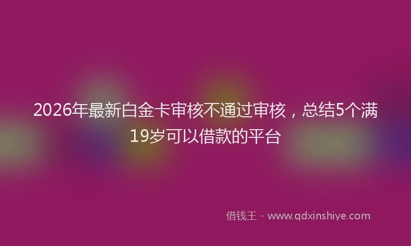 2026年最新白金卡审核不通过审核，总结5个满19岁可以借款的平台