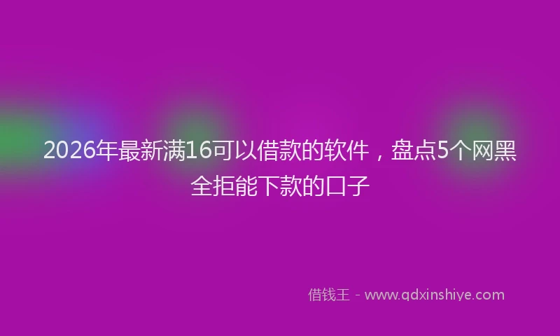 2026年最新满16可以借款的软件，盘点5个网黑全拒能下款的口子