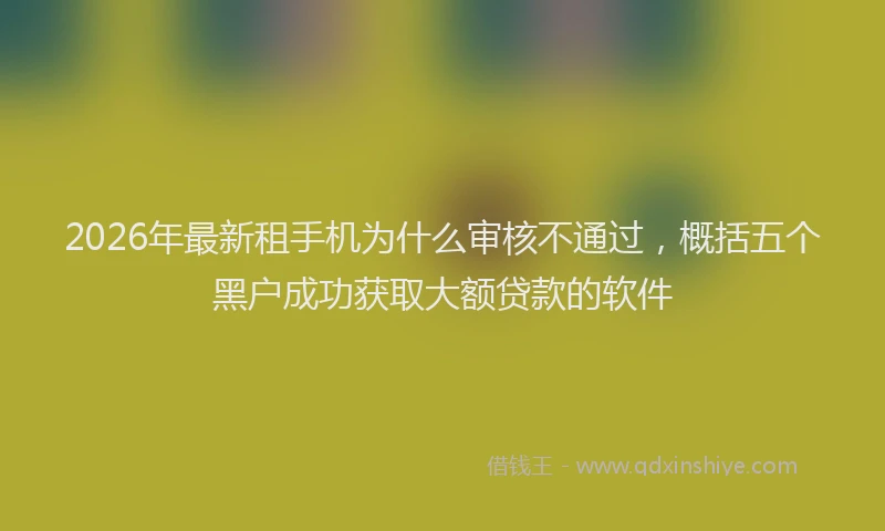 2026年最新租手机为什么审核不通过，概括五个黑户成功获取大额贷款的软件