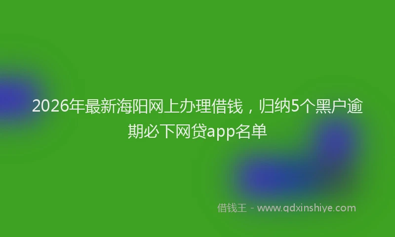 2026年最新海阳网上办理借钱，归纳5个黑户逾期必下网贷app名单