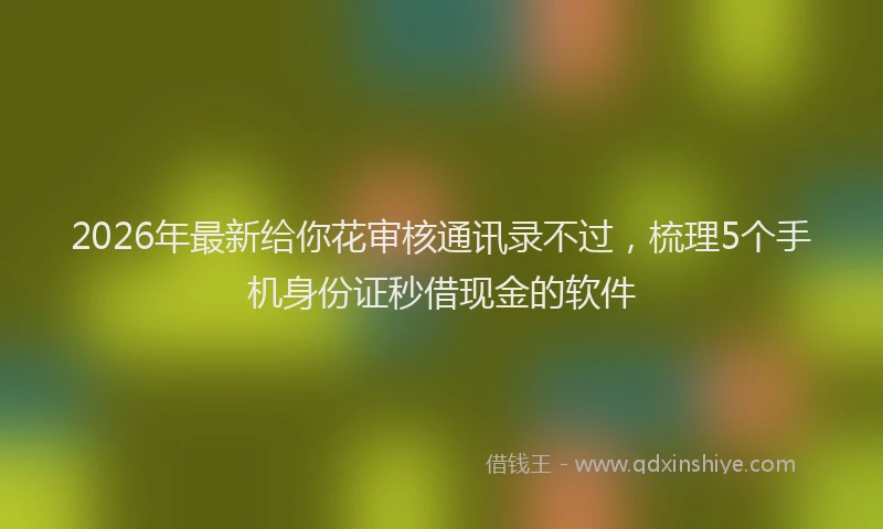 2026年最新给你花审核通讯录不过，梳理5个手机身份证秒借现金的软件