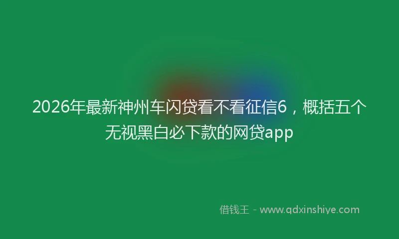 2026年最新神州车闪贷看不看征信6，概括五个无视黑白必下款的网贷app