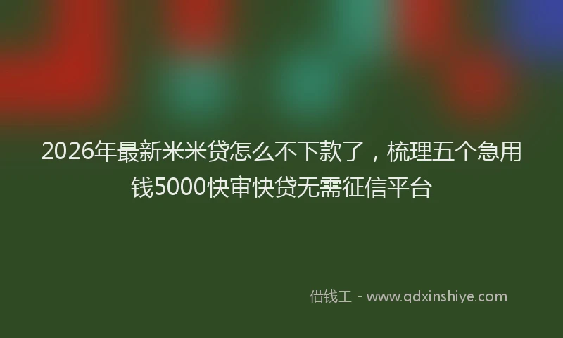 2026年最新米米贷怎么不下款了，梳理五个急用钱5000快审快贷无需征信平台