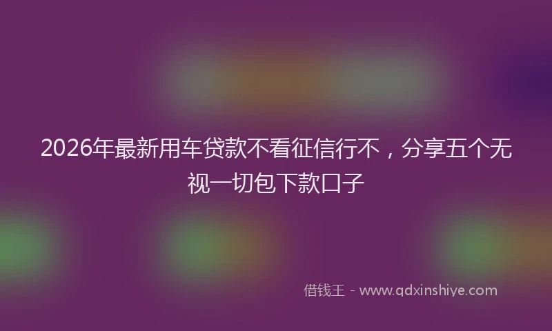 2026年最新用车贷款不看征信行不，分享五个无视一切包下款口子