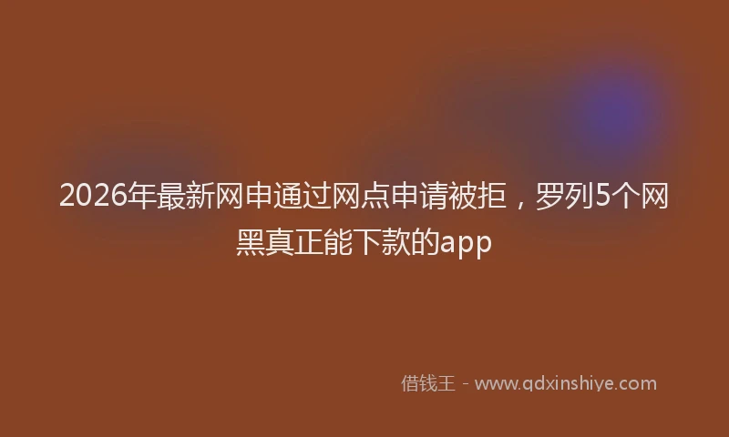 2026年最新网申通过网点申请被拒，罗列5个网黑真正能下款的app