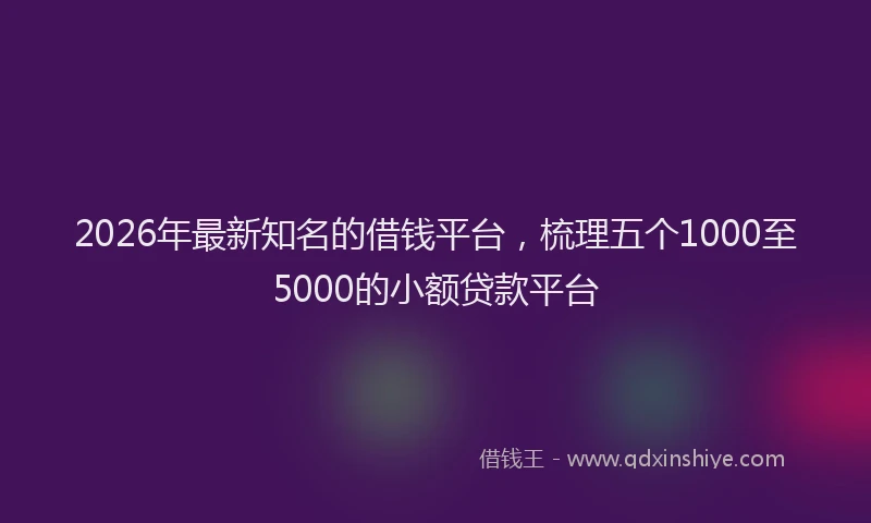 2026年最新知名的借钱平台，梳理五个1000至5000的小额贷款平台