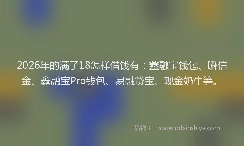 2026年的满了18怎样借钱有：鑫融宝钱包、瞬信金、鑫融宝Pro钱包、易融贷宝、现金奶牛等。