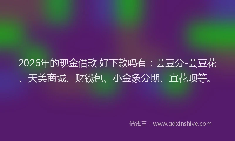 2026年的现金借款 好下款吗有：芸豆分-芸豆花、天美商城、财钱包、小金象分期、宜花呗等。