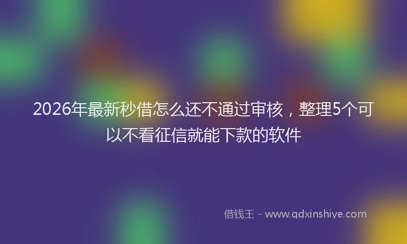 2026年最新秒借怎么还不通过审核，整理5个可以不看征信就能下款的软件