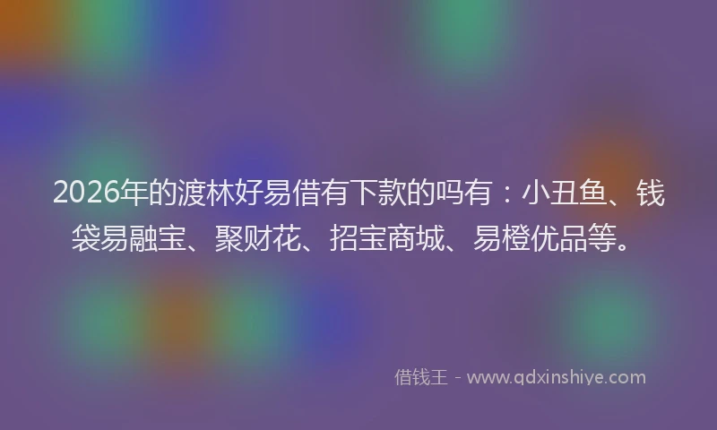 2026年的渡林好易借有下款的吗有：小丑鱼、钱袋易融宝、聚财花、招宝商城、易橙优品等。
