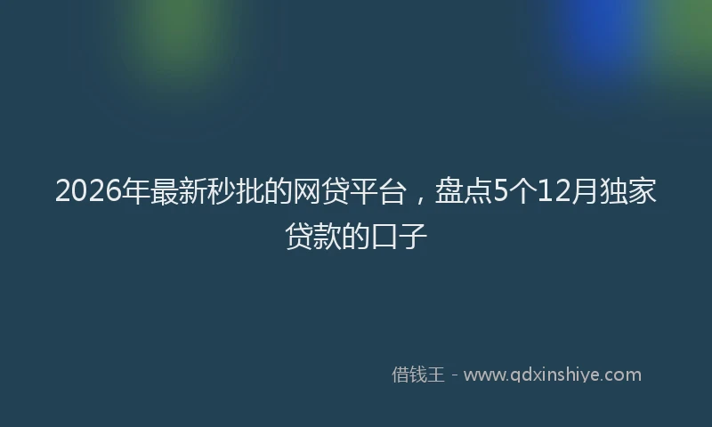 2026年最新秒批的网贷平台，盘点5个12月独家贷款的口子