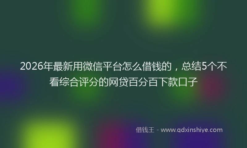 2026年最新用微信平台怎么借钱的，总结5个不看综合评分的网贷百分百下款口子