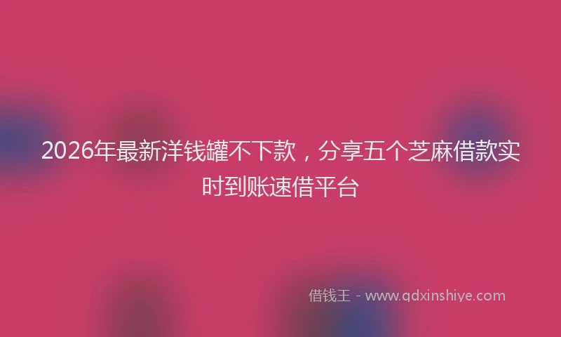 2026年最新洋钱罐不下款，分享五个芝麻借款实时到账速借平台