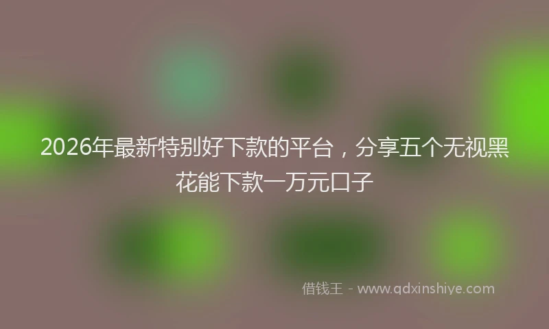 2026年最新特别好下款的平台，分享五个无视黑花能下款一万元口子