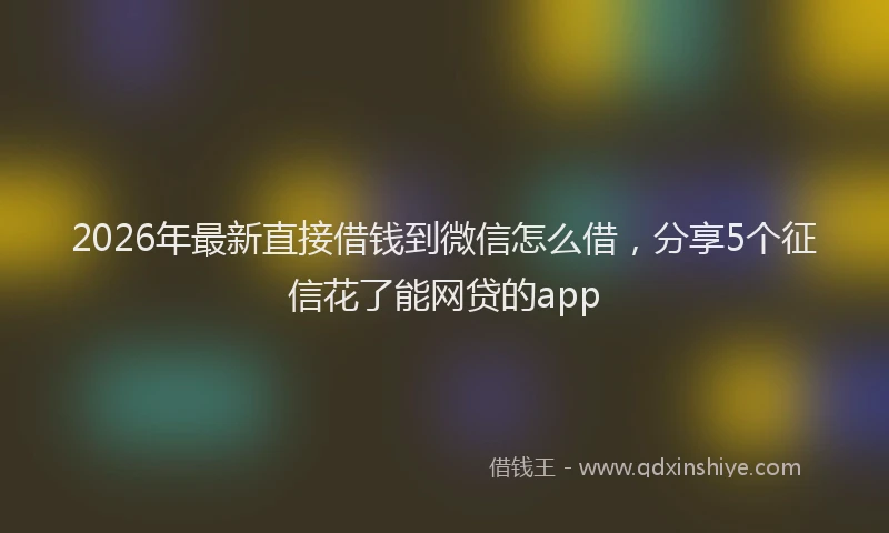 2026年最新直接借钱到微信怎么借，分享5个征信花了能网贷的app