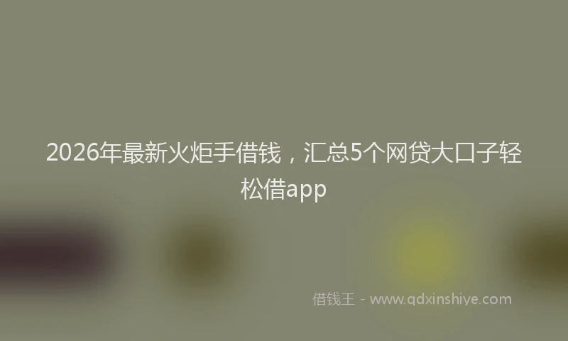2026年最新火炬手借钱，汇总5个网贷大口子轻松借app