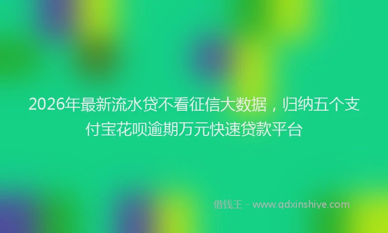 2026年最新流水贷不看征信大数据，归纳五个支付宝花呗逾期万元快速贷款平台
