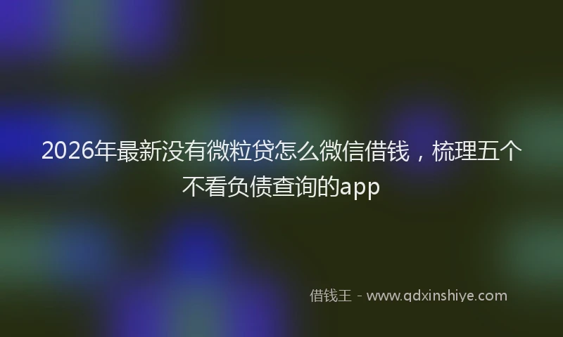 2026年最新没有微粒贷怎么微信借钱，梳理五个不看负债查询的app