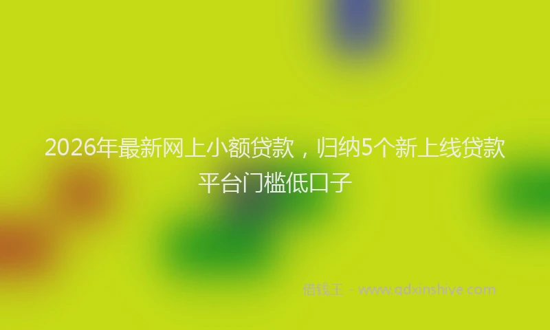 2026年最新网上小额贷款，归纳5个新上线贷款平台门槛低口子