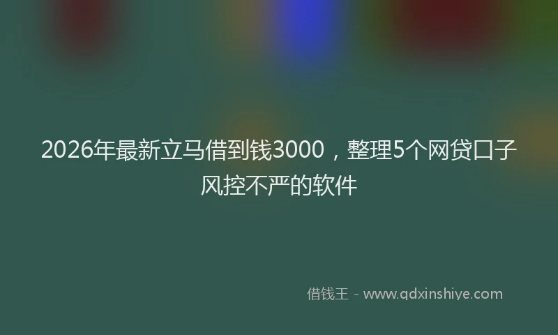 2026年最新立马借到钱3000，整理5个网贷口子风控不严的软件