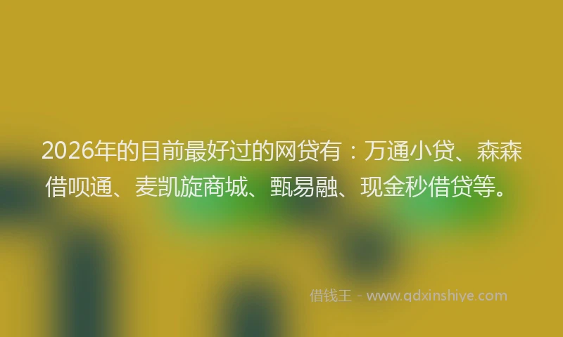 2026年的目前最好过的网贷有：万通小贷、森森借呗通、麦凯旋商城、甄易融、现金秒借贷等。