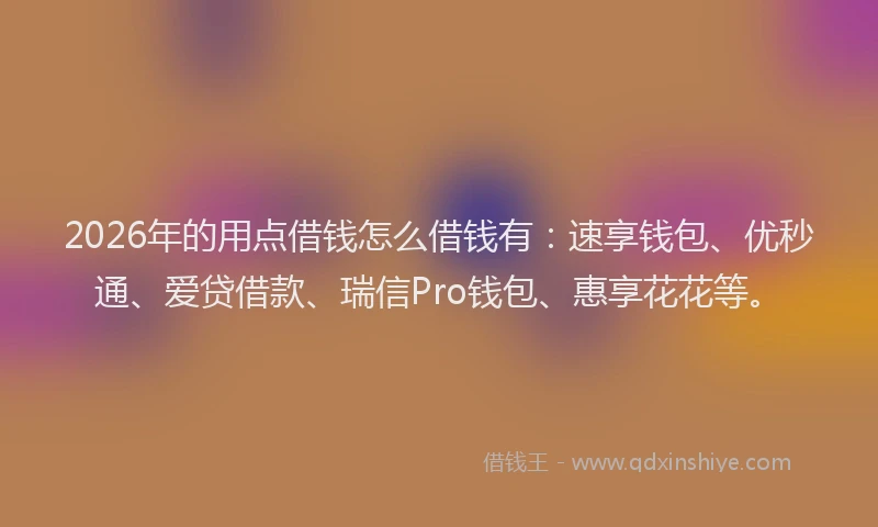 2026年的用点借钱怎么借钱有：速享钱包、优秒通、爱贷借款、瑞信Pro钱包、惠享花花等。