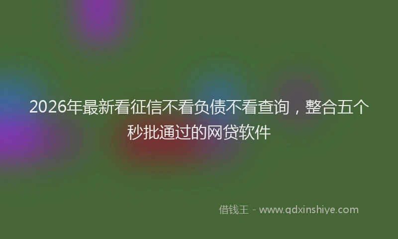 2026年最新看征信不看负债不看查询，整合五个秒批通过的网贷软件