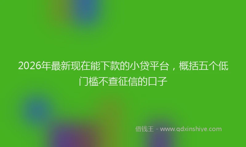 2026年最新现在能下款的小贷平台，概括五个低门槛不查征信的口子