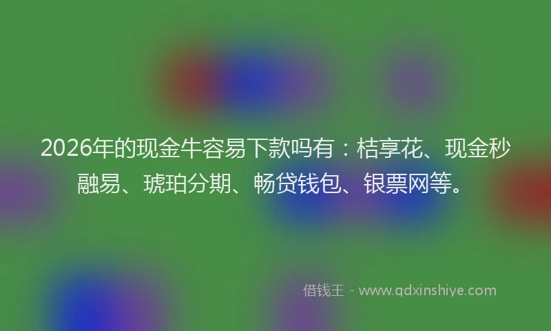 2026年的现金牛容易下款吗有：桔享花、现金秒融易、琥珀分期、畅贷钱包、银票网等。