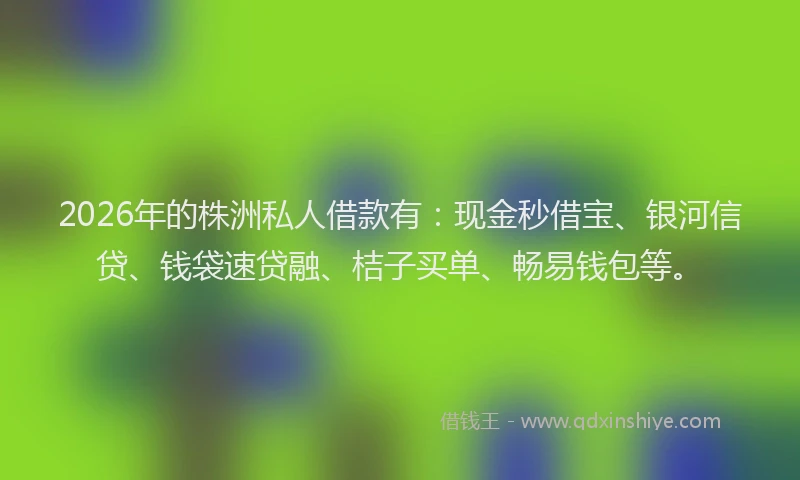2026年的株洲私人借款有：现金秒借宝、银河信贷、钱袋速贷融、桔子买单、畅易钱包等。